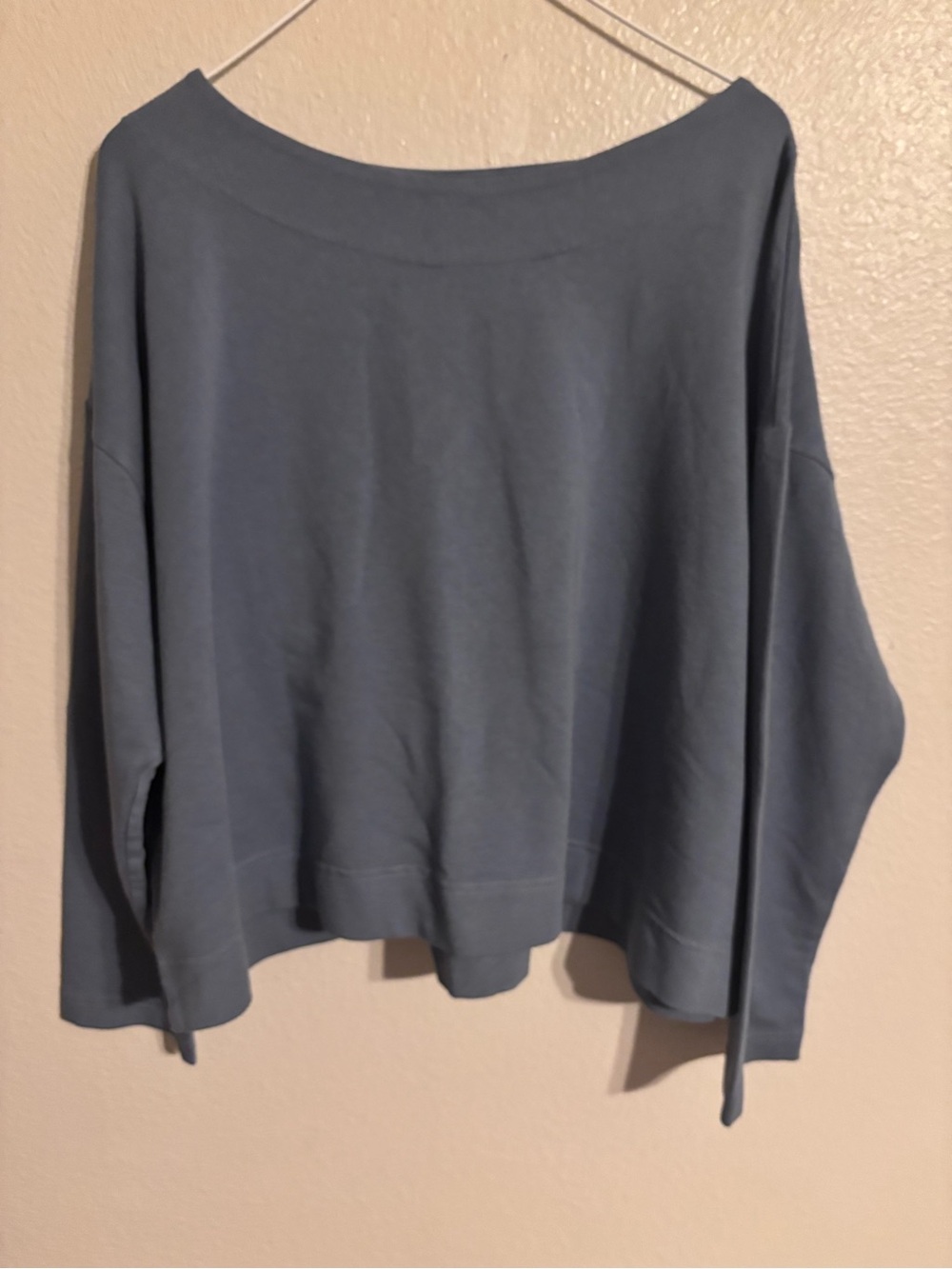 bryn Walker Dusty Blue Wide-Neck Bamboo/Organic Cotton Pullover